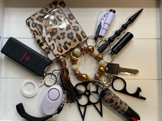 Leopard print 12 piece self defense keychain set