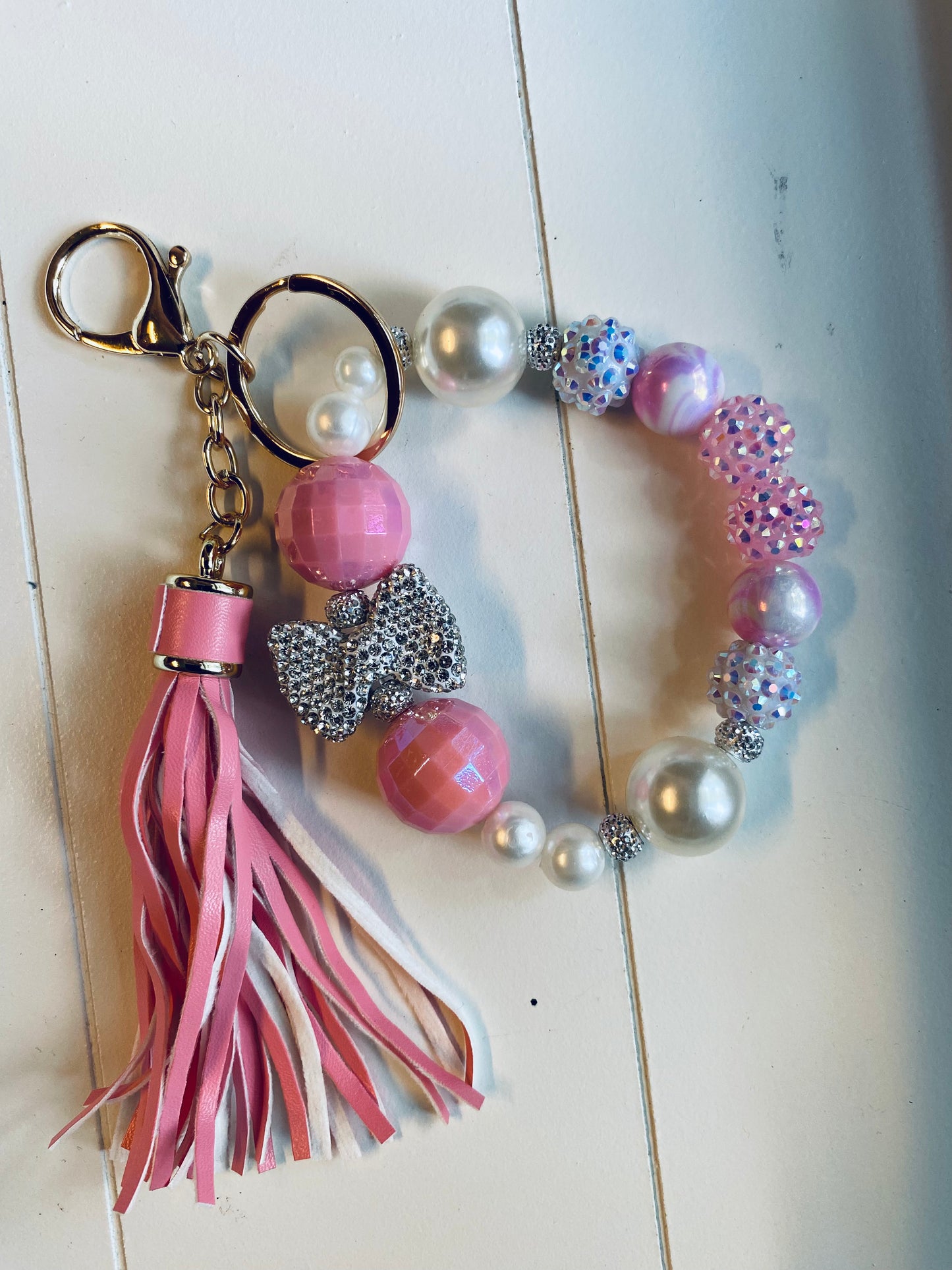 Pink and diamond keychain