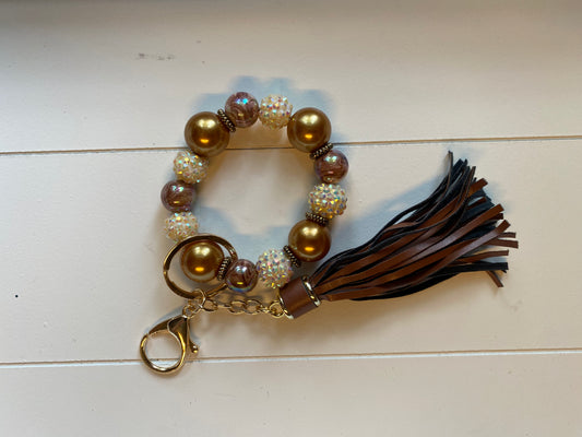 Keychain bracelet black and gold