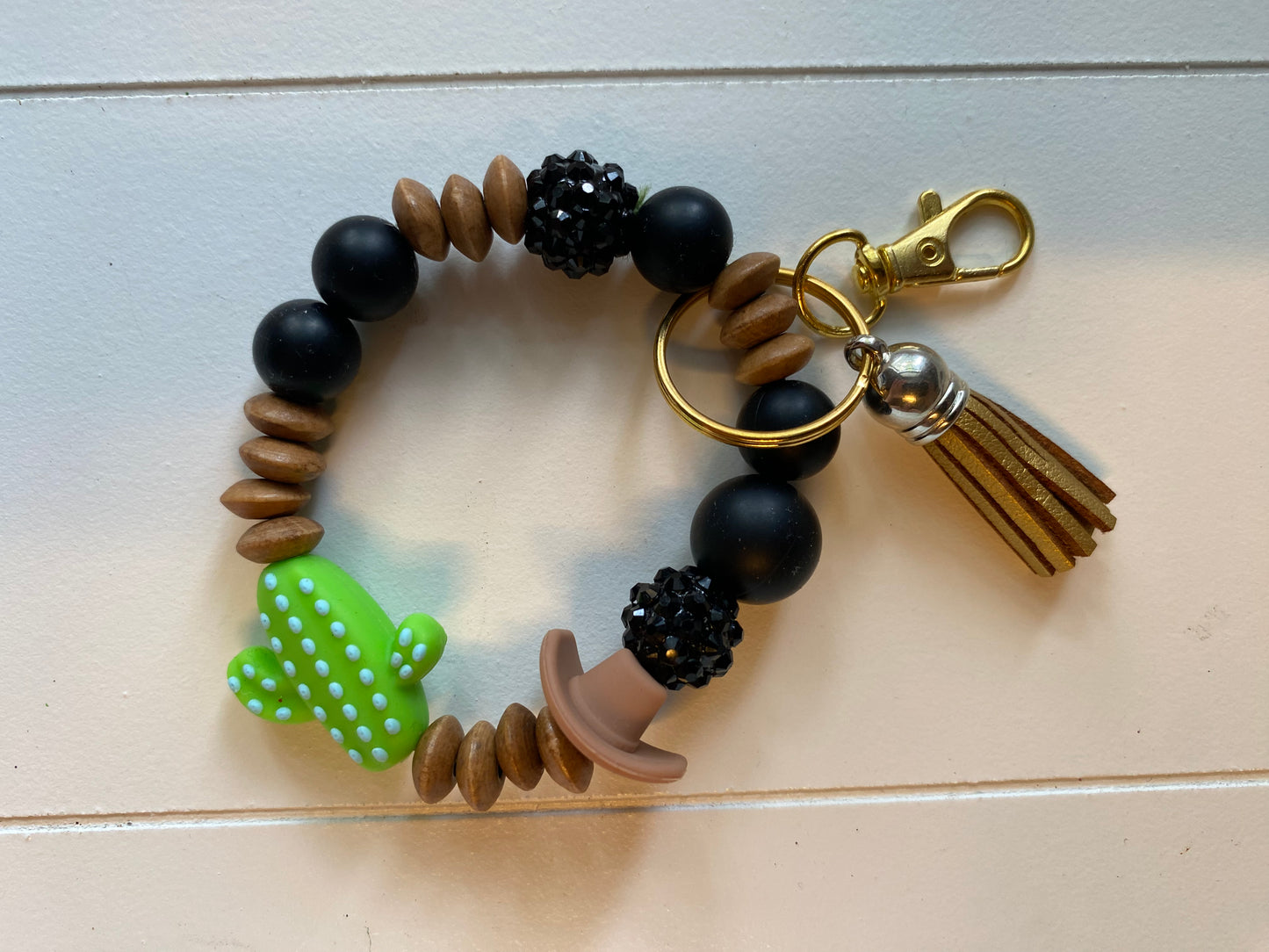 Cactus and cowboys keychain bracelet